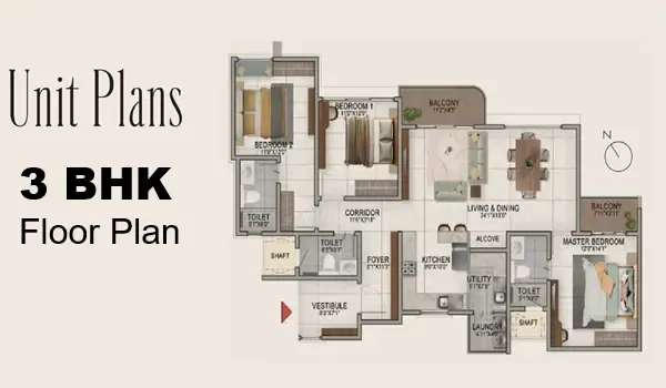 Featured Image of Prestige Raidurg 3 BHK Floor Plan